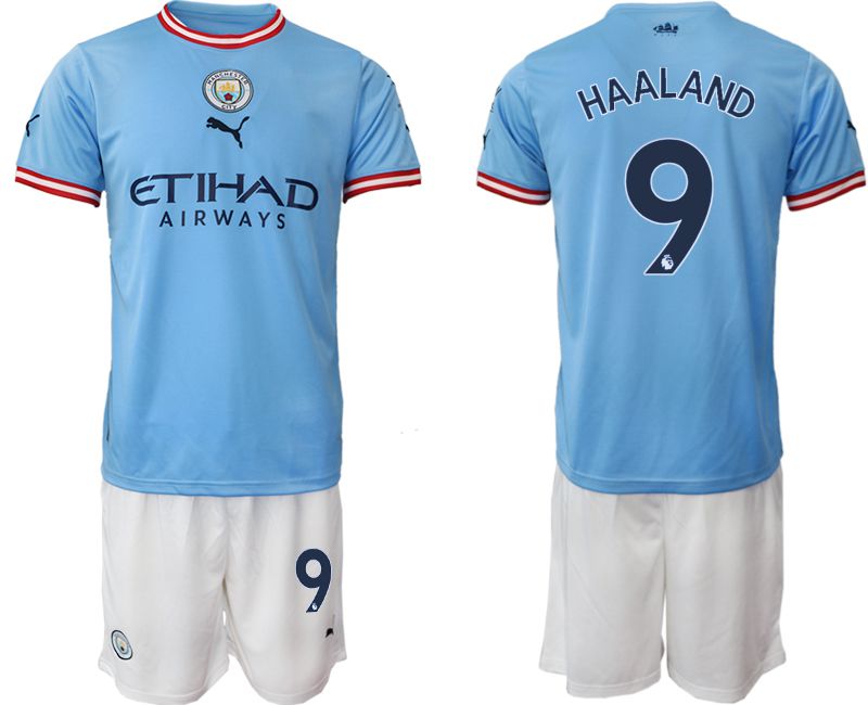 Men 2022-2023 Club Manchester City home blue #9 Soccer Jersey